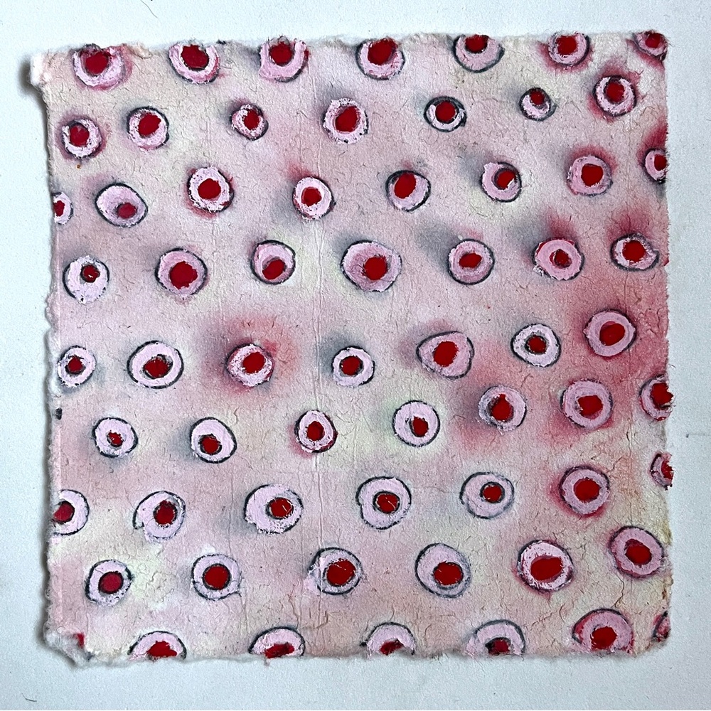 Abstract Red and White Dotted Art Painting on cotton art paper- Beauty!